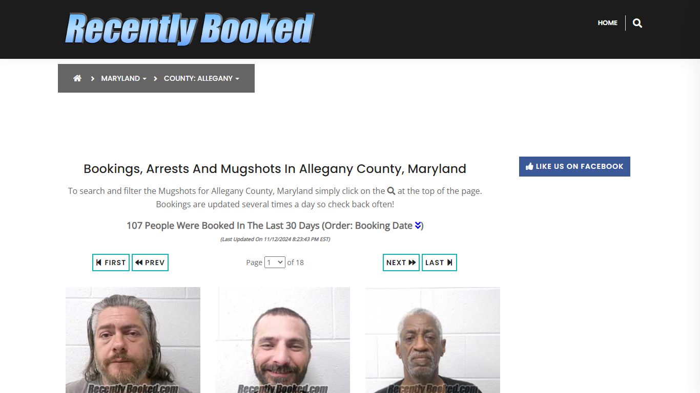 Bookings, Arrests and Mugshots in Allegany County, Maryland