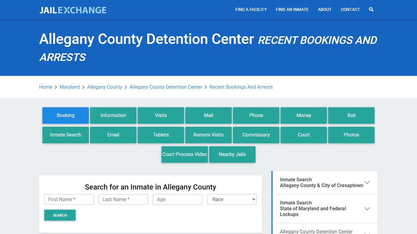 Allegany County Detention Center Recent Bookings And Arrests