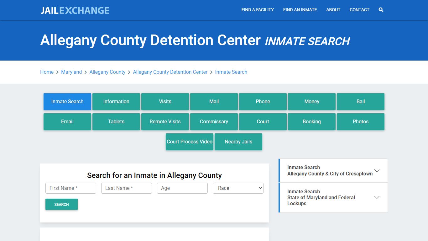 Allegany County Detention Center Inmate Search - Jail Exchange